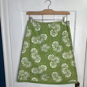 Boden Green Floral A-Line Skirt